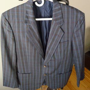 BOECKER MEN VINTAGE 80s MADE IN WESTERN GERMANY PLAID WOOL BLEND BLAZER  L